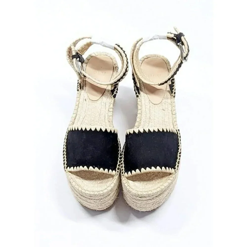 Pour La Victoire Women's Ria Suede & Raffia Platform Sandals Size 9.5 MSRP $245